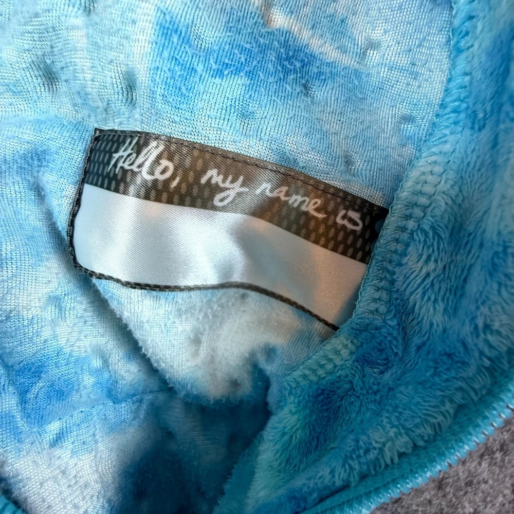 Triple Flip Union Suit Womens 4 Blue White Tie Dye Pajamas Loungewear Hooded - Picture 6 of 7